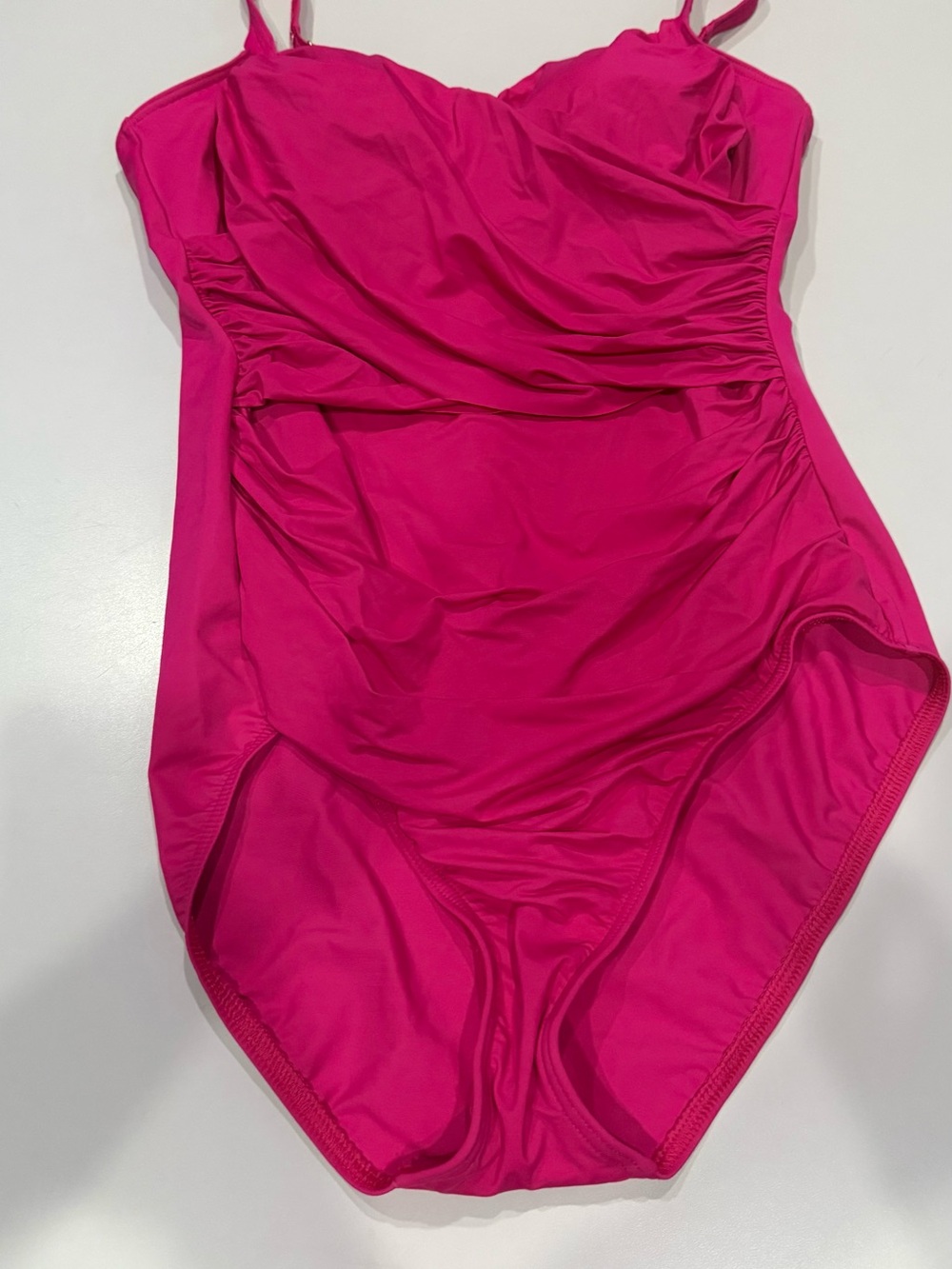 Lands' End Hot Pink Ruched One-Piece Swimsuit  Womens Size 16